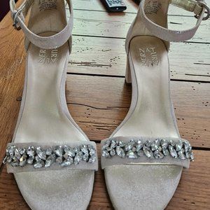 Naturalizer Vera 2 Silver Leather Sandals, Size 8